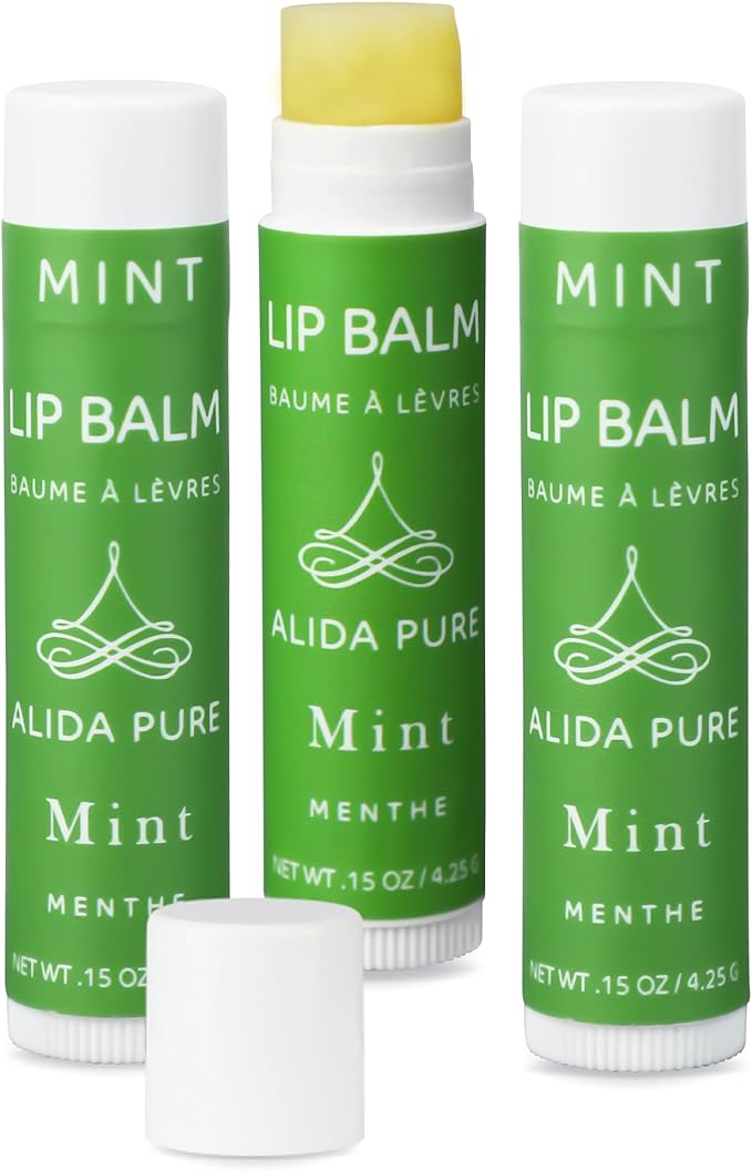 ALIDA PURE ALIDA MINT LIP BALM COLLECTION, VEGAN LIP BALM, BEESWAX FREE, WITH AVOCADO OIL, ORGANIC JOJOBA OIL, AND VITAMIN E, FOR DRY, CHAPPED, OR CRACKED LIPS, 3 TUBE SET - Image 5